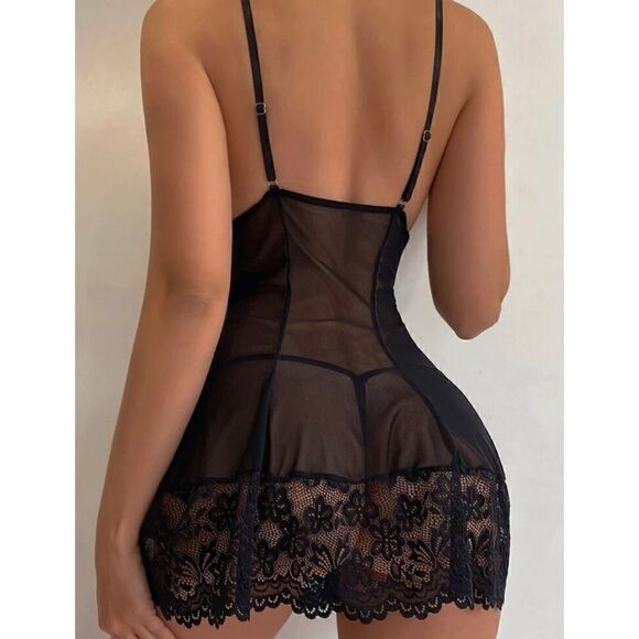 Sexy Sheer Floral Lace Slip Dress Lingerie - Picture 6 of 8